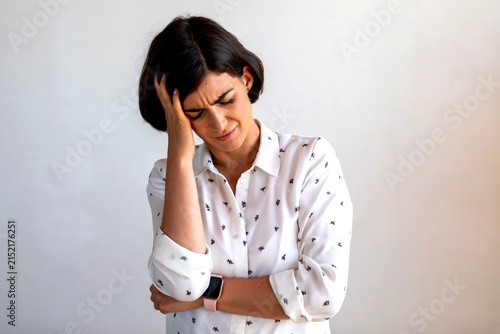 Photography Woman feeling stressed and overwhelmed.