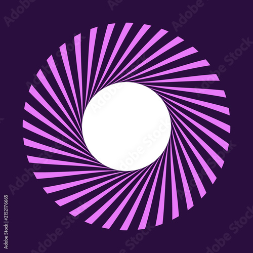 Purple and pink swirling circular pattern with white center on dark purple background