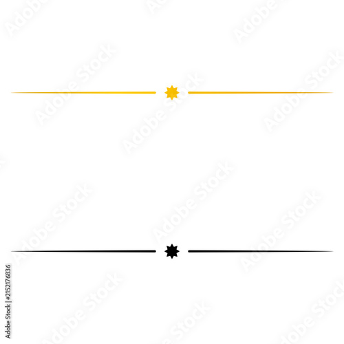 Elegant sunburst ornamental divider line – Refined horizontal decoration with tapered ends and a balanced center motif, ideal for headings, sections, greeting cards, stationery, and premium layouts