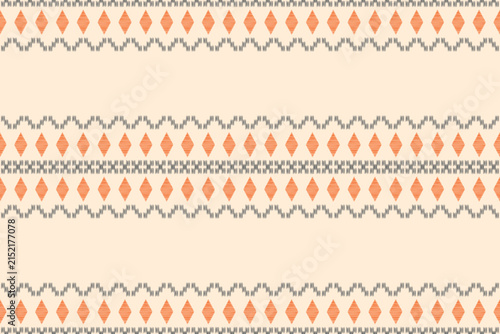 Motifs tribal in ikat ethnic pattern in cream brown background embroidery with colorful art.