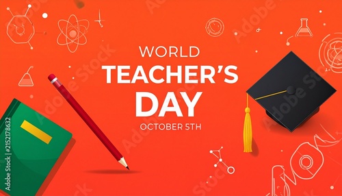 World Teachers’ Day red science illustration