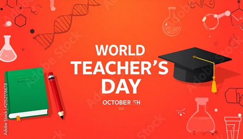 World Teachers’ Day red science illustration