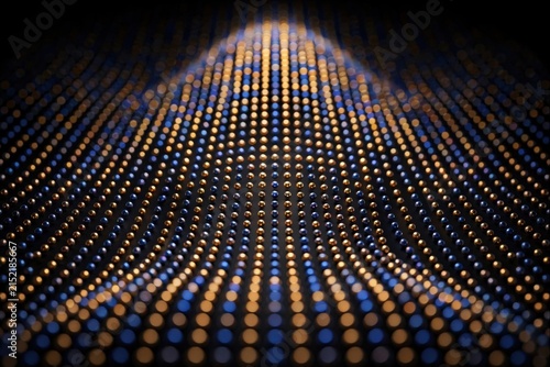 Abstract Digital Landscape of Glowing Spheres in a Grid Formation.