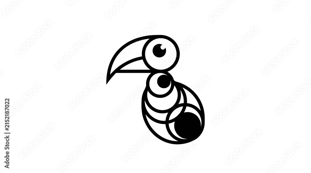 Obraz premium Geometric black bird circular logo.