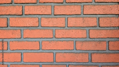 Canvastavla Repeating red brick wall texture with visible gray cement plaster lines between