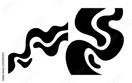 Foto Abstract Black Swirls, Dynamic Flowing Lines, Organic Shapes, Modern Graphic Ele