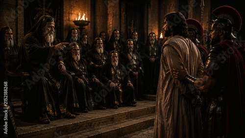 The Gospel Account Of Jesus Standing Calmly Before The Religious Authorities Before Being Handed Over To Pilate