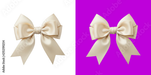 Elegant shiny cream satin ribbon bow for gift decoration png
