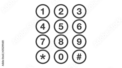 Bild auf Leinwand Numeric keypad layout featuring rounded buttons with black digits arranged on wh