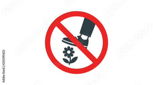 Bild auf Leinwand Prohibitive warning sign showing foot stepping on flower illustrated in flat bol