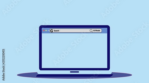 Ai search engine interface animation on laptop screen