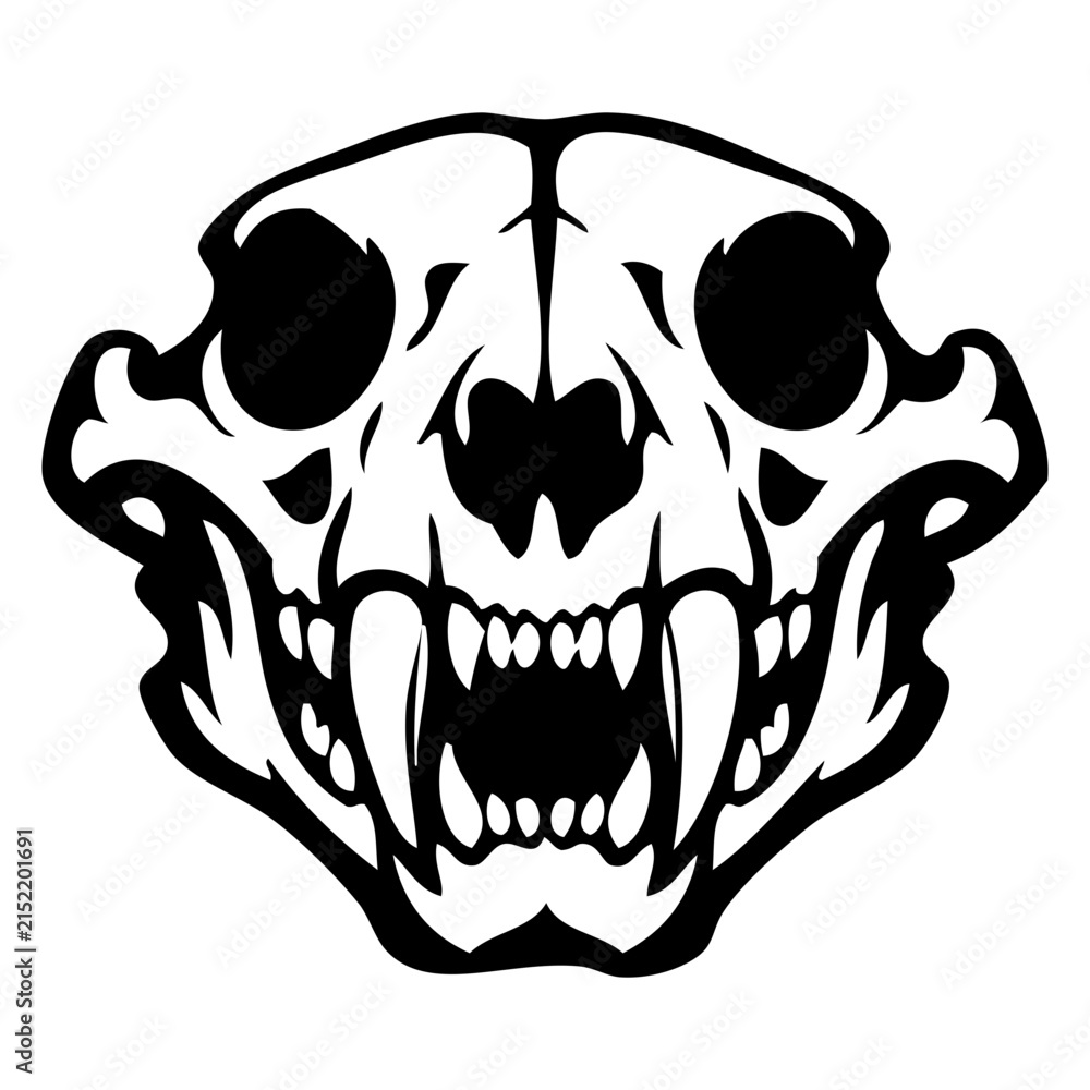 Obraz premium Fauna africana. Icono con dibujo sencillo con lineas del cráneo de un felino depredador tipo león visto de frente