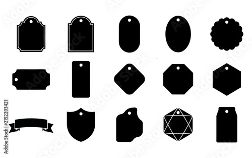Black flat design gift tags and labels set