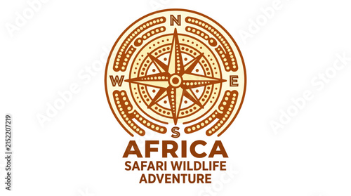 Compass rose emblem for Africa Safari wildlife adventure.