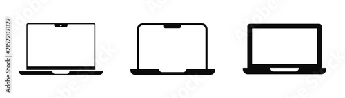 Fotografía Modern laptop icon set with notch design presenting sleek portable computer scre