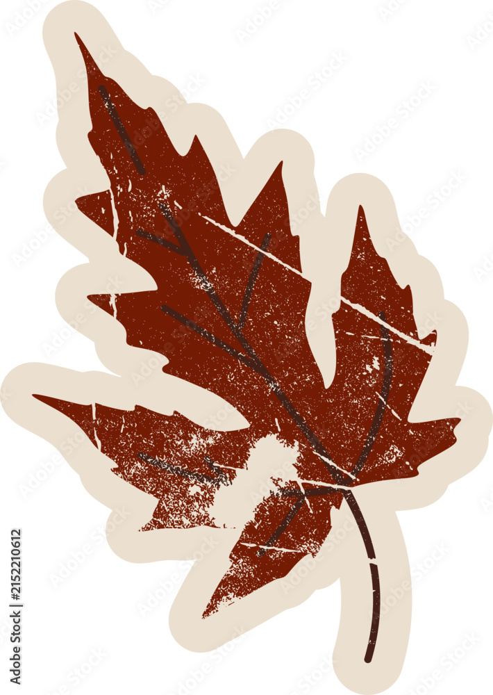 Naklejka premium Rustic Autumn Leaf Sticker
