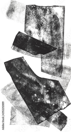 Quadro su tela Abstract composition of overlapping metal plate imprints with rich printing ink texture, isolated on transparent background