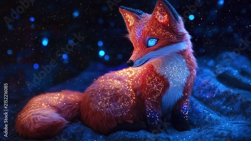 Digital illustration of glowing fox