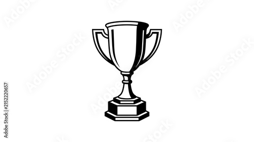 Black and white vector illustration of a winner trophy