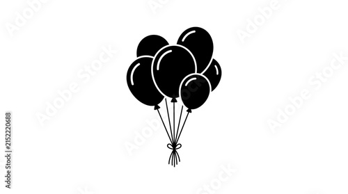 Black Balloon Bunch Vector Graphic Icon
