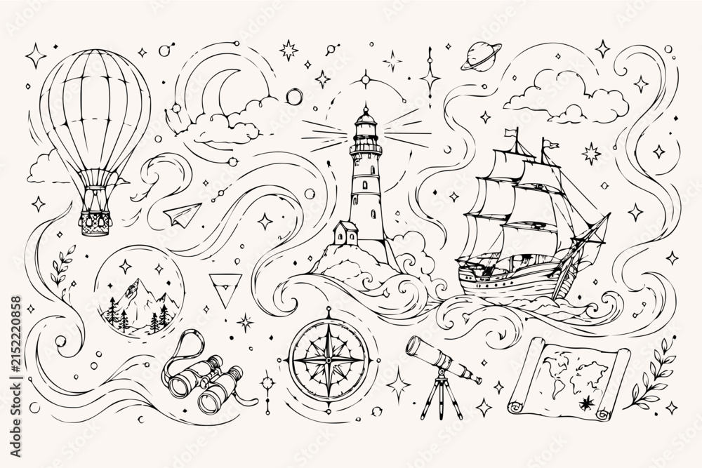 Fototapeta premium Mystical Voyage themed illustration