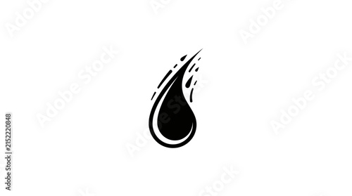 Black Ink Drop Icon Isolated on White Background