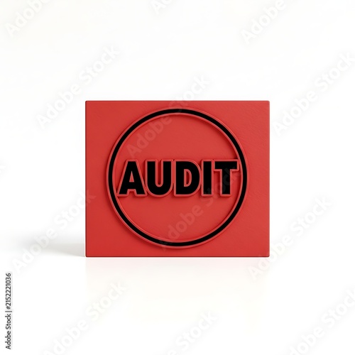 Bold red audit sign with black border and text