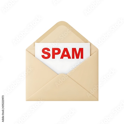 Envelope labeled spam with bold red text