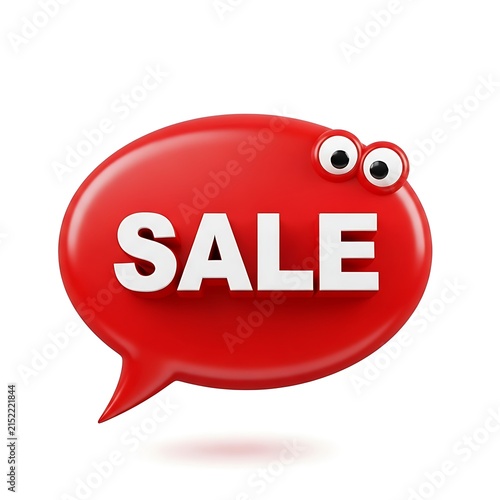 Cute sale sign with animated eyes for promotional use