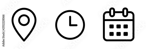 Bild auf Leinwand time address date icon vector illustration for calendar and location design