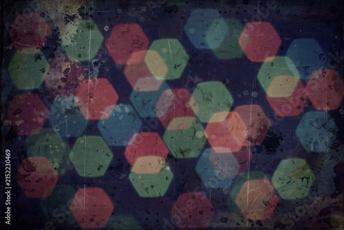 Abstract Hexagonal Bokeh Lights Overlay Texture.