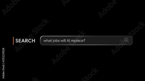 What jobs will AI replace? typing search bar animation