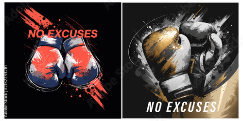 Motivational Boxing Gloves Fitness Graphic T-shirt Design Vector Illustration for Gym Workout Wear