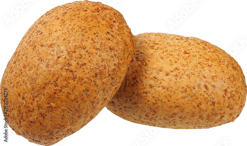 Plakat Two bread rolls isolated on white background