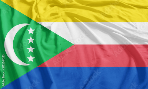 Comoros Flag Wind Waving CloseUp Breeze Wave