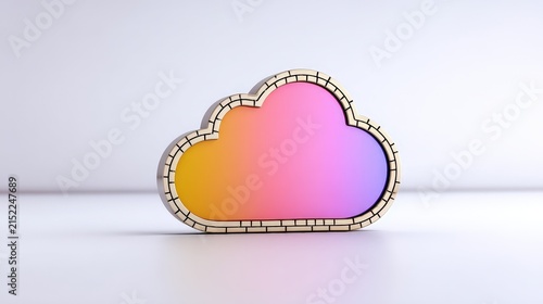 Modern cloud-shaped decorative light with gradient pink and orange hues on white background