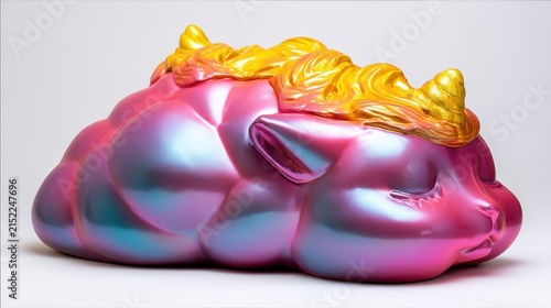 Colorful Metallic Unicorn Sculpture Made of Latex with Glamorous Appearance