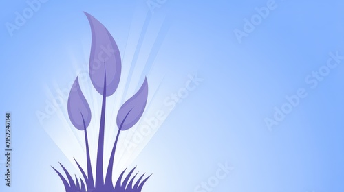 Elegant Purple Flower Silhouette with Soft Blue Sky Background