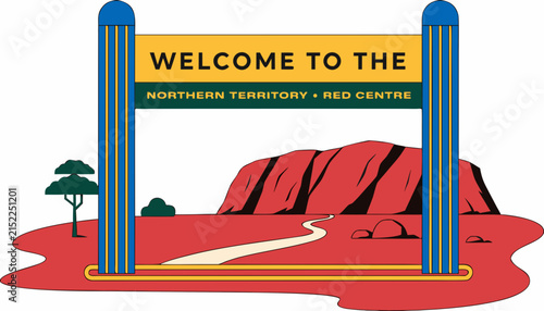 Картината върху платно Very beautiful realistic vector of a classic roadside welcome sign featuring Ulu