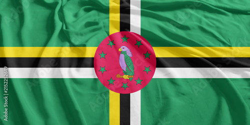 Quadro su tela Dominica Flag Wind Waving CloseUp Breeze Wave