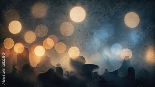 Abstract Bokeh Lights Overlay with Moody Atmosphere and Textured Background.