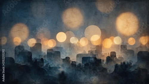 Abstract Bokeh Cityscape at Night with Glowing Lights.