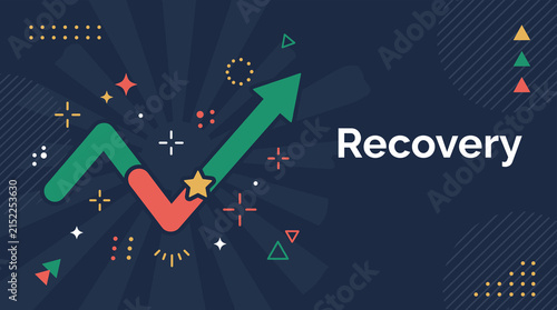 Recovery concept illustration with rebound arrow and star