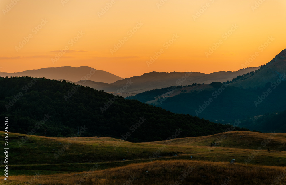 Fototapeta premium Majestic limestone cliffs of Mount Lebrsnik on the border of Bosnia and Herzegovina and Montenegro, scenic mountain landscape in the Dinaric Alps.