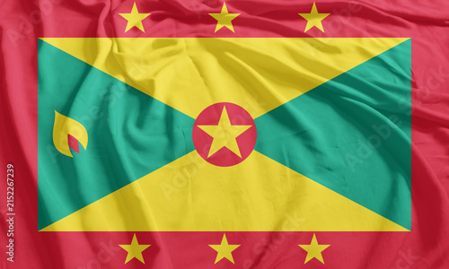 Grenada Flag Wind Waving CloseUp Breeze Wave