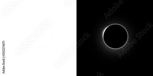 Fotografía Transparent background with a realistic white solar eclipse light effect