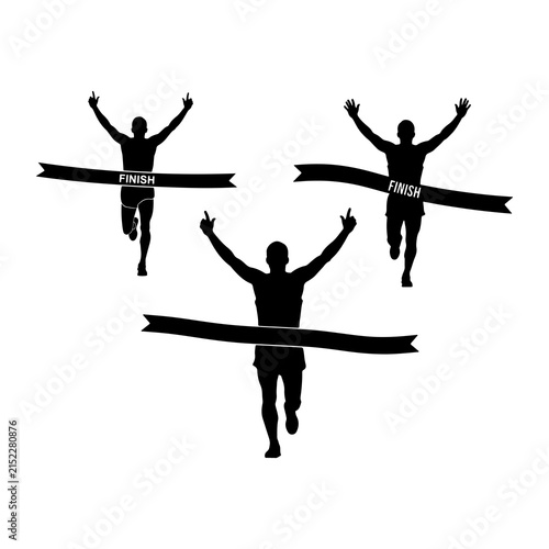 Three runners crossing finish