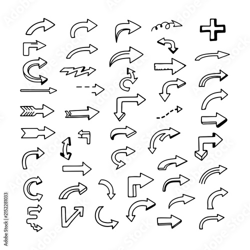 Hand drawn doodle arrow set