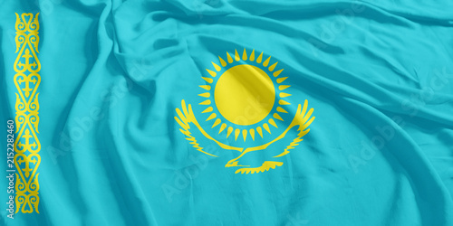 Kazakhstan Flag Wind Waving CloseUp Breeze Wave