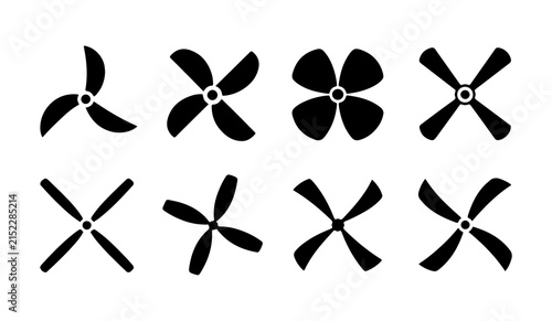 Canvastavla Industrial propeller blades and turbine rotor shapes in black silhouette for mechanical engineering projects
